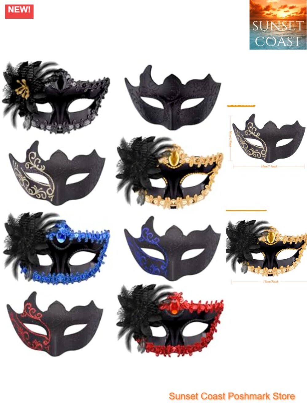8pc Couple Masquerade Mask Set Venetian Mardi Gras Party Costume Masks